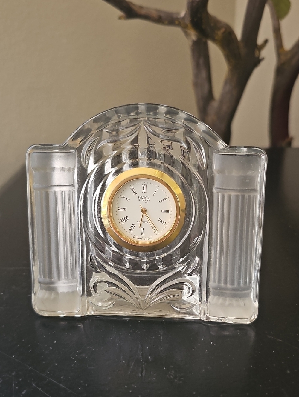 Mikasa Crystal Mantel Clock with Gold-Tone